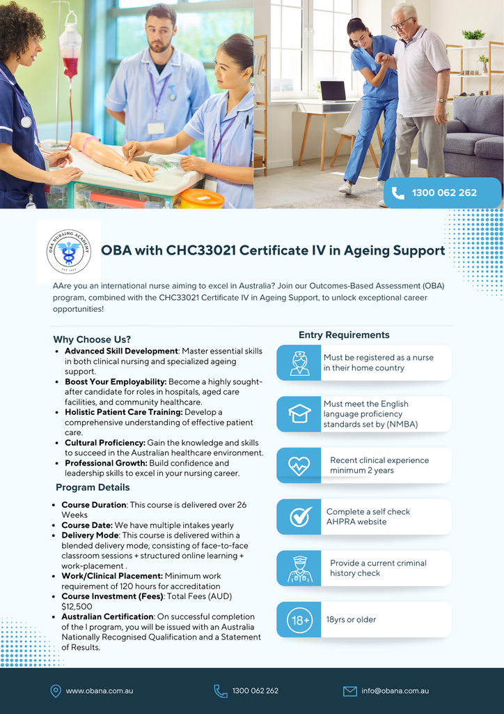 OBA with Dual Certificate III in Individual Support and Certificate IV in Ageing Support